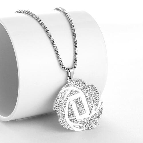 Personalized logo diamond jewelry suppliers wholesale personalised logo pendant maker thick chain bulk custom rhinestone necklace manufactures